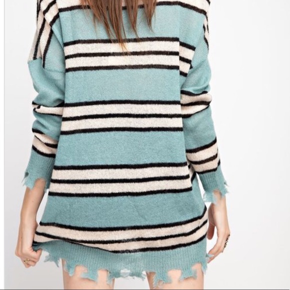 KENNY SOFT DISTRESSED STRIPED KNIT Top - Sweater - Picture 3 of 6